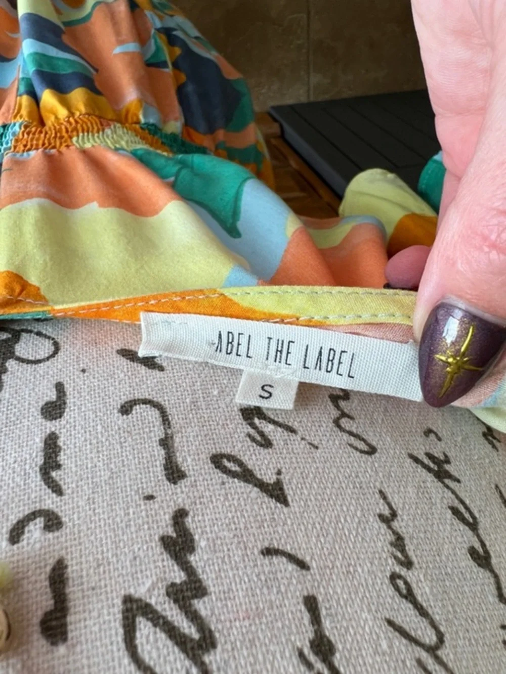 Abel the Label Multicolor Abstract Print Maxi Dress with Smocked Waist Small‎ - Picture 7 of 9